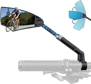 ROCKBROS 2023 Handlebar Bike Mirror Adjustable Safe Rear View Mirror Anti-glare Lens Scratch Resistant Glass Lens 360 Degree Flat Rotation Bike Accessories Suitable For 21-24mm Handlebar