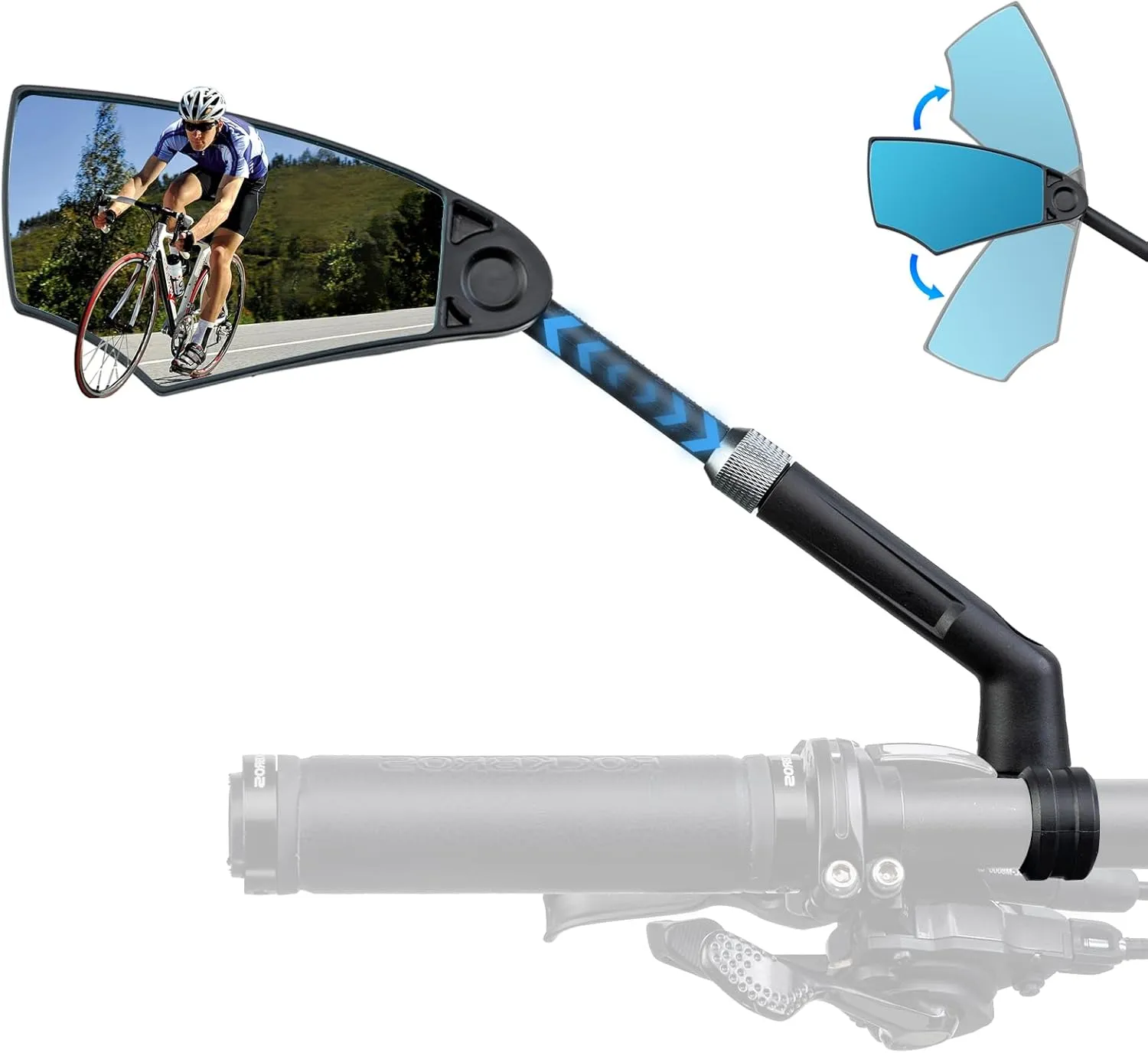 ROCKBROS 2023 Handlebar Bike Mirror Adjustable Safe Rear View Mirror Anti-glare Lens Scratch Resistant Glass Lens 360 Degree Flat Rotation Bike Accessories Suitable For 21-24mm Handlebar