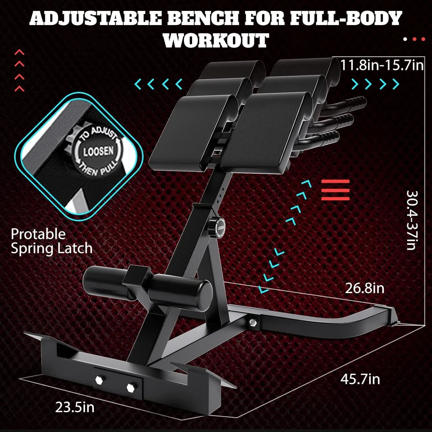 Roman Chair,Back Extension Bench,Multi Functional Ab Bench, Hyperextension Bench Abdominal Exercise, Leg Strength Trainer Home Men Women Full Body