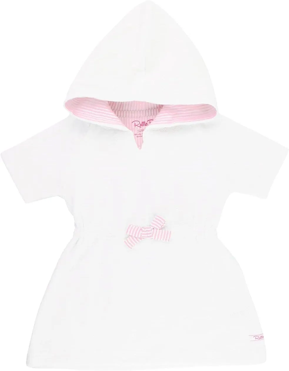 RuffleButts White w/Pink Seersucker Terry Cover-Up - 6-12m