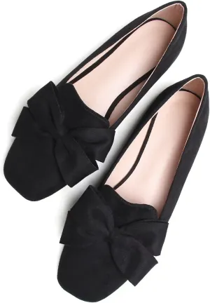 SAILING LU Womens Bowknot Pointed Toe Shoes Comfortable Ballet Flats Slip on Loafers Dressy Flats for Party