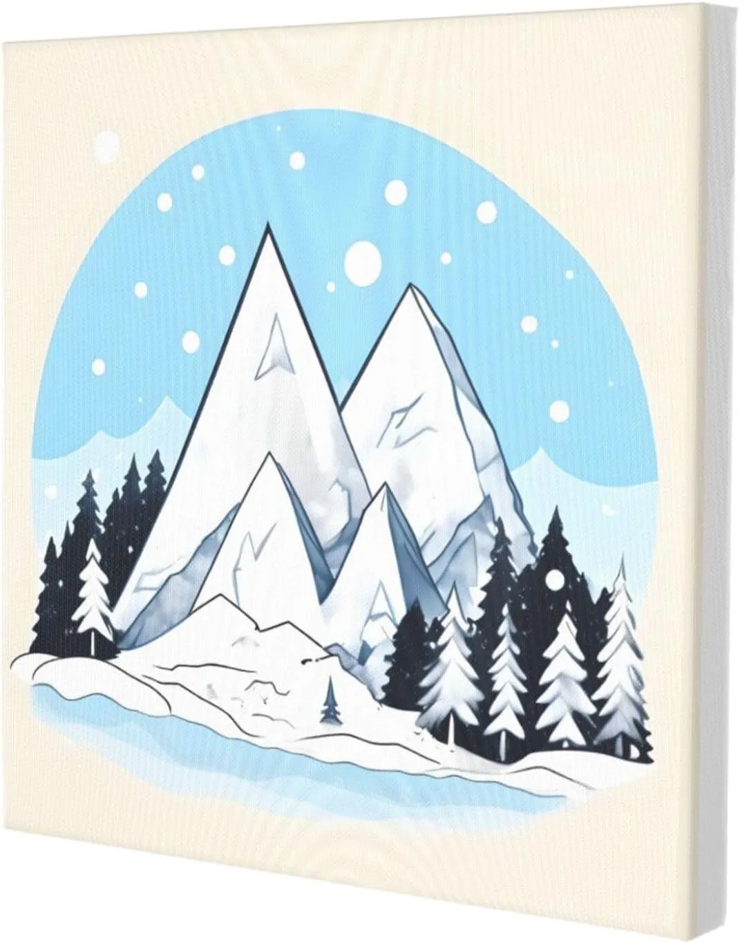 SamLng 12"x12" Canvas Decorative Picture - Snow-capped mountains Print Abstract Realistic Home Decor, Modern Nature Painting