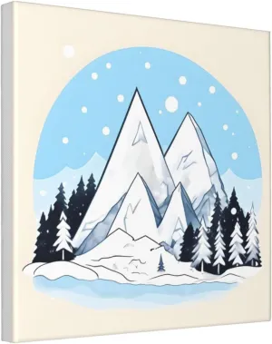SamLng 12"x12" Canvas Decorative Picture - Snow-capped mountains Print Abstract Realistic Home Decor, Modern Nature Painting