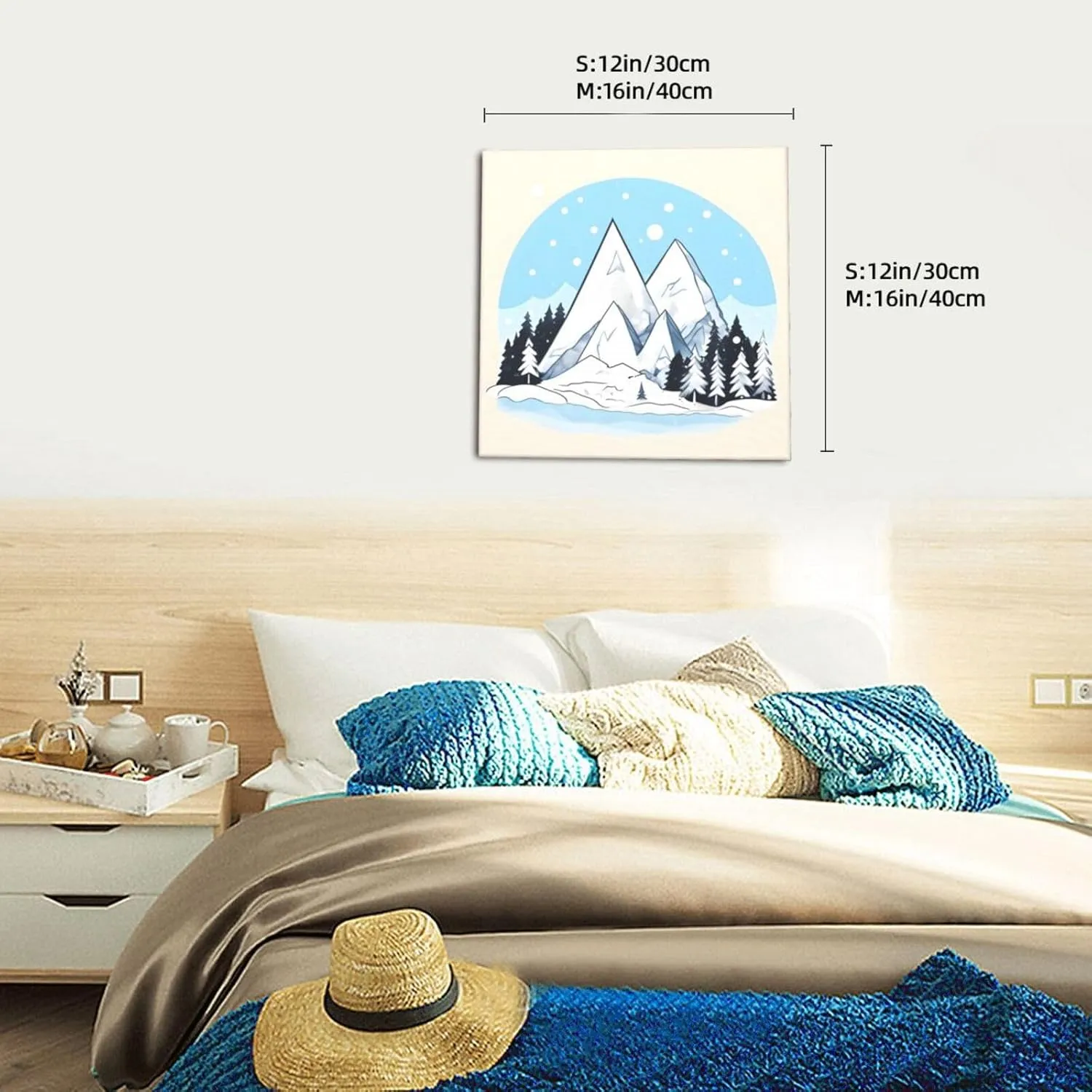 SamLng 12"x12" Canvas Decorative Picture - Snow-capped mountains Print Abstract Realistic Home Decor, Modern Nature Painting