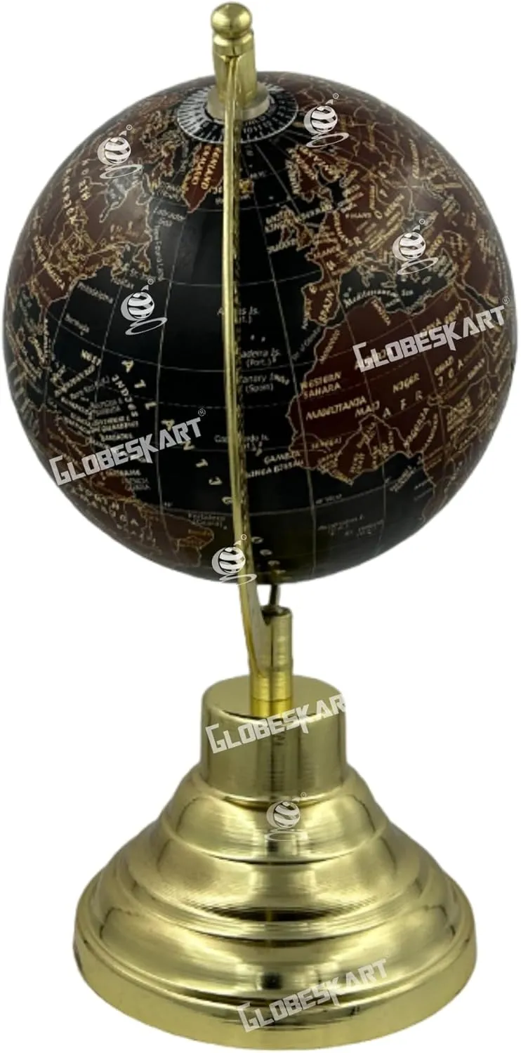 Samyuktha Educational/Antique Globe with Brass Antique Arc and Base/World Globe/Home Decor/Office Decor/Gift Item / 5 inches (Black Chocolate)
