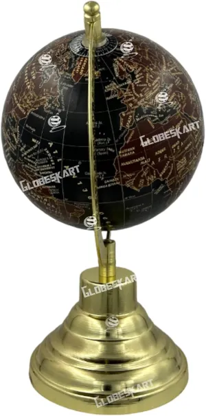 Samyuktha Educational/Antique Globe with Brass Antique Arc and Base/World Globe/Home Decor/Office Decor/Gift Item / 5 inches (Black Chocolate)