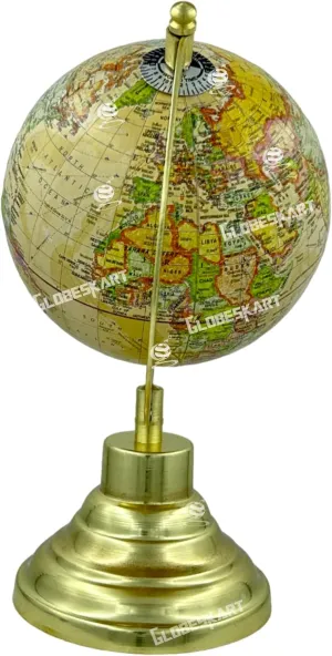 Samyuktha Educational/Antique Globe with Brass Antique Arc and Base/World Globe/Home Decor/Office Decor/Gift Item / 5 inches (Crayon Multicolour)