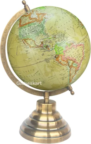 Samyuktha Educational/Antique Globe with Brass Antique Arc and Base/World Globe/Home Decor/Office Decor/Gift Item / 8 inches (Crayon Multicolour)