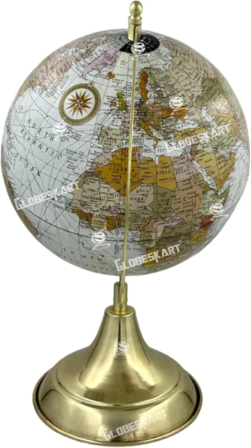 Samyuktha Ruff Off White Antique Globe/World Globe/Home Decor/Gift Item/Political Globe/Educational Globe / 8 inches
