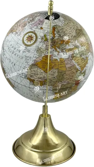 Samyuktha Ruff Off White Antique Globe/World Globe/Home Decor/Gift Item/Political Globe/Educational Globe / 8 inches