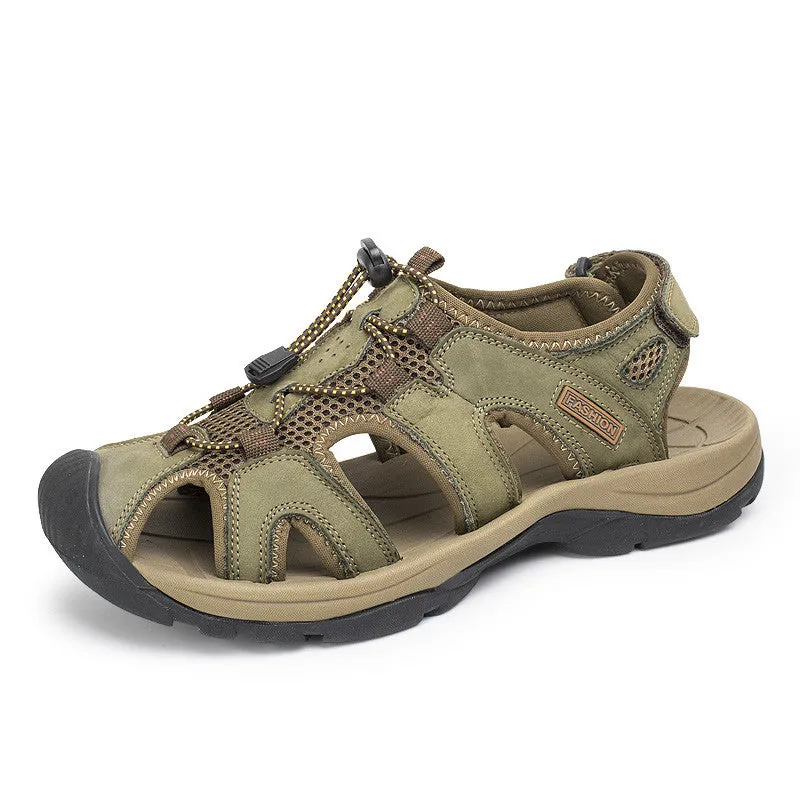 Sandals  Causal Sandals Slippers Men's Leather Genuine Fashion Shoes Proactive support Plus Men Leather Men Size Summer  Breathable 38-47 Shoes Local shipping options