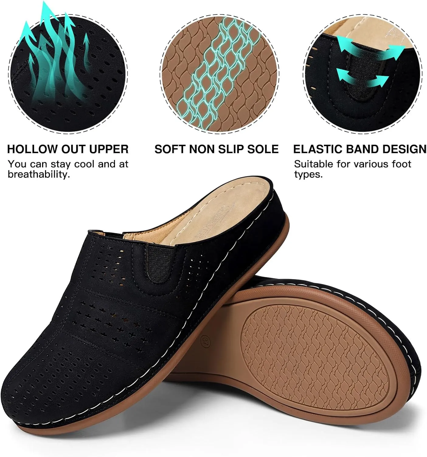 SHIBEVER Clogs for Womens Mules Shoes: Slip-On Flat Mule Shoes - Closed Toe Sandals Comfortable