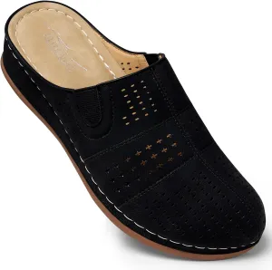 SHIBEVER Clogs for Womens Mules Shoes: Slip-On Flat Mule Shoes - Closed Toe Sandals Comfortable