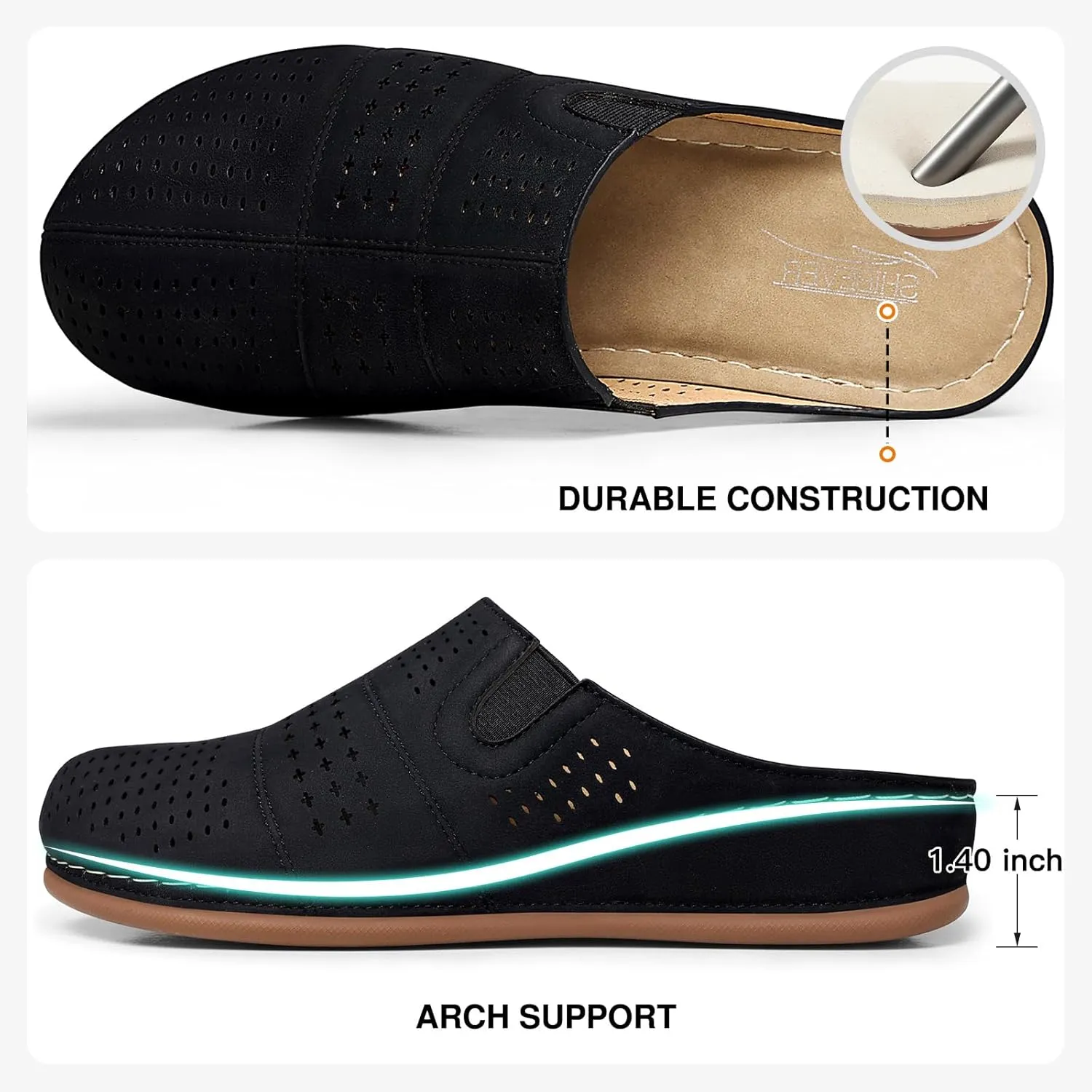 SHIBEVER Clogs for Womens Mules Shoes: Slip-On Flat Mule Shoes - Closed Toe Sandals Comfortable