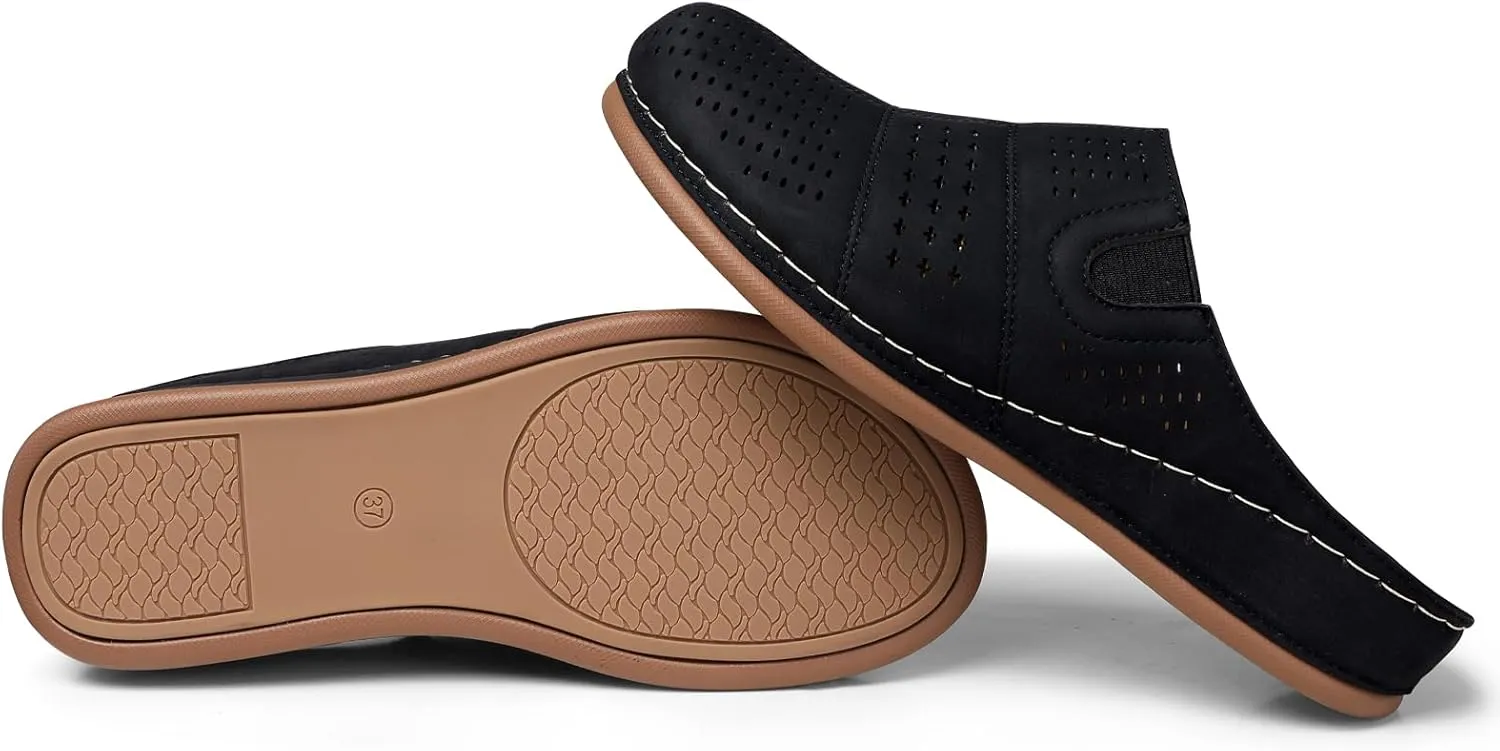 SHIBEVER Clogs for Womens Mules Shoes: Slip-On Flat Mule Shoes - Closed Toe Sandals Comfortable
