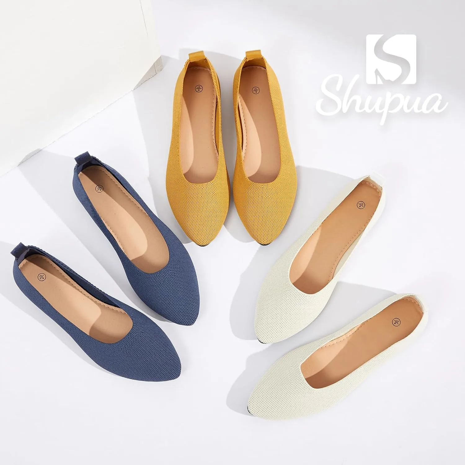 Shupua Women's Flats Shoes Pointed Toe Flats Comfortable Slip on Shoes Flat Dress Shoes Black Ballet Flats for Women