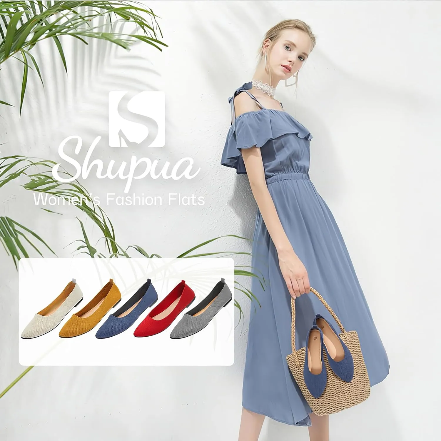 Shupua Women's Flats Shoes Pointed Toe Flats Comfortable Slip on Shoes Flat Dress Shoes Black Ballet Flats for Women