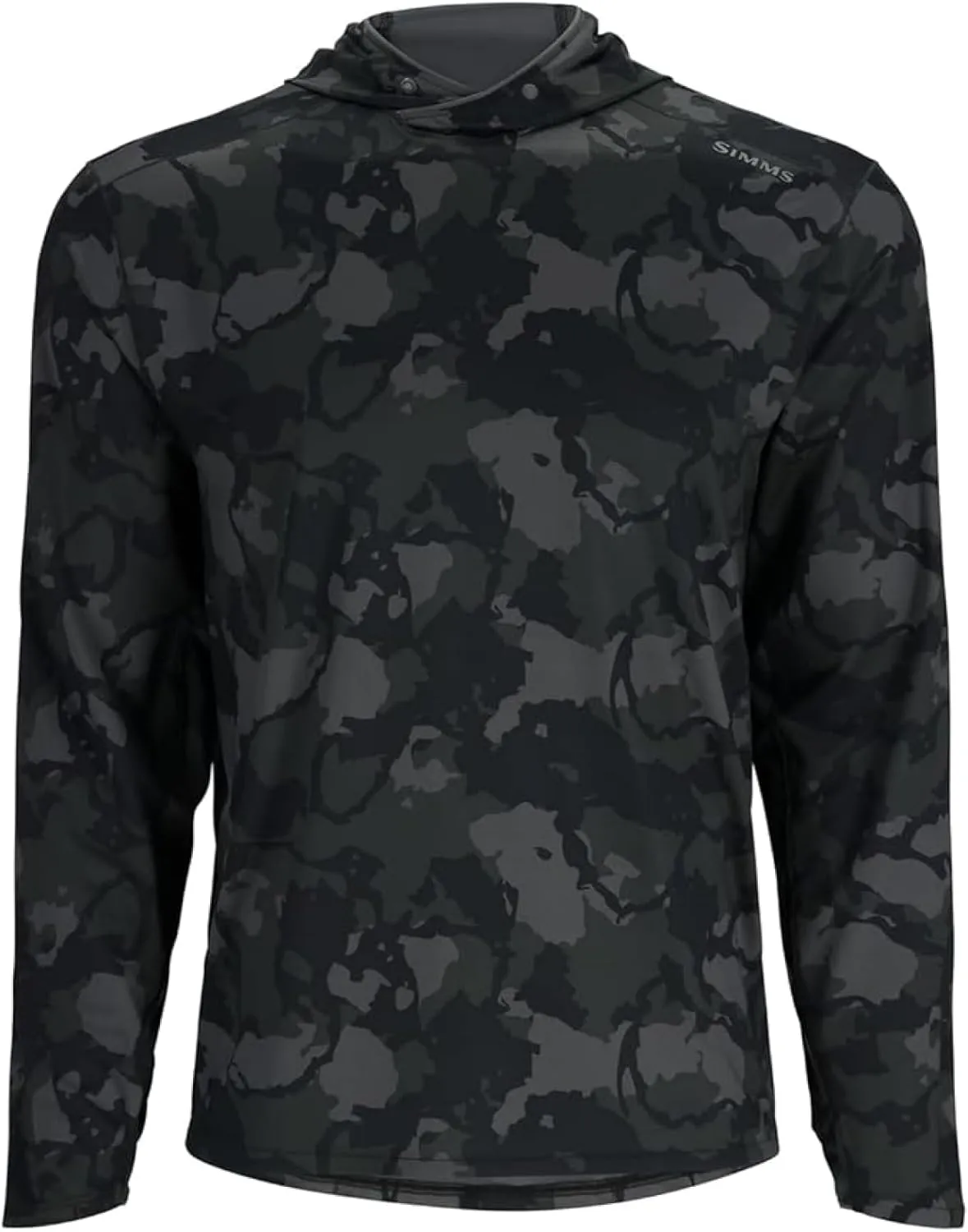 Simms SolarFlex UPF 50  Shirt - Premium Sun Protection Hoodie for Men, Lightweight, Quick-Dry, Breathable Outdoor Apparel for Men (Regiment Camo Carbon, XX-Large)