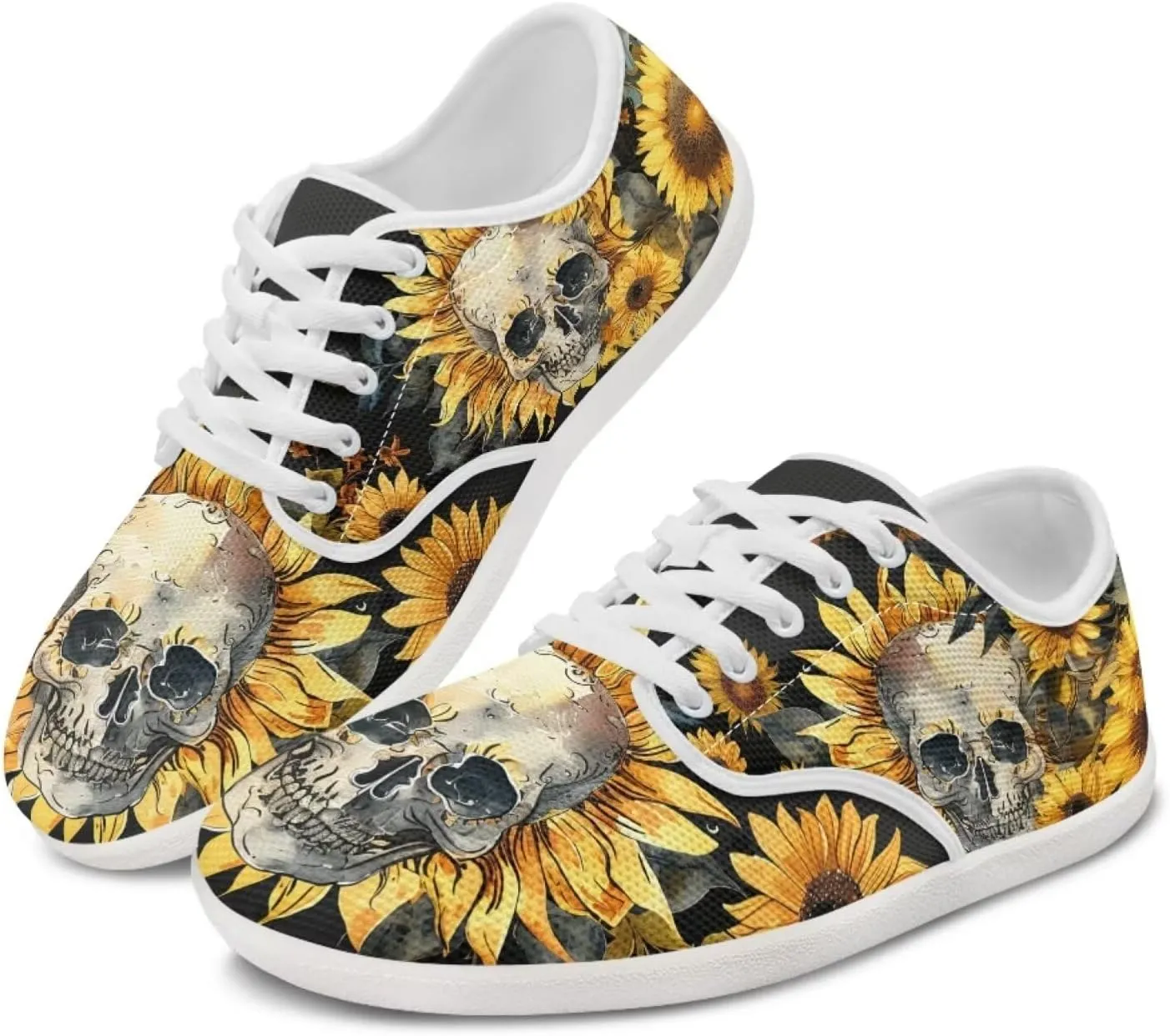 Skull Barefoot Shoes for Women Men Wide Toe Minimalist Walking Shoes Slip on Zero Drop Sole Cross-Trainer Sneakers
