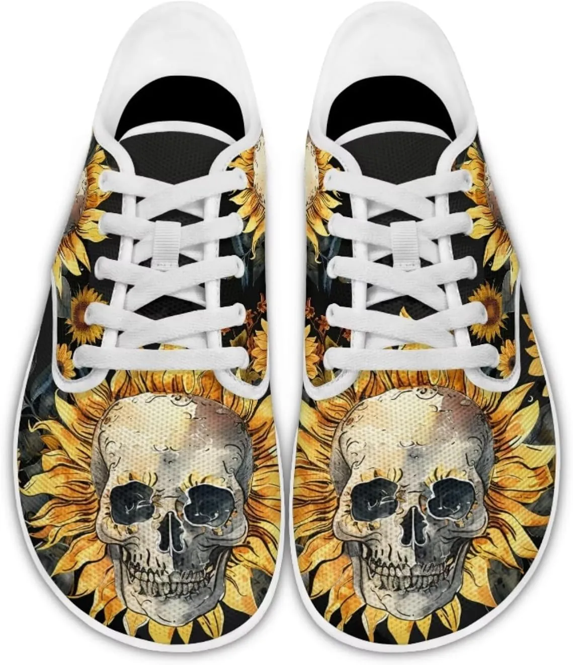 Skull Barefoot Shoes for Women Men Wide Toe Minimalist Walking Shoes Slip on Zero Drop Sole Cross-Trainer Sneakers