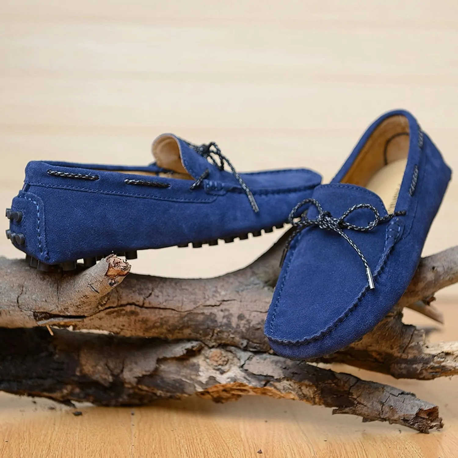 Slip-on Loafer for Men Flats Bow-Tie Suede Leather Dress Driving Moccasins Casual Boat Shoes