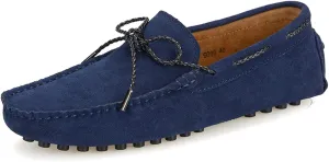 Slip-on Loafer for Men Flats Bow-Tie Suede Leather Dress Driving Moccasins Casual Boat Shoes
