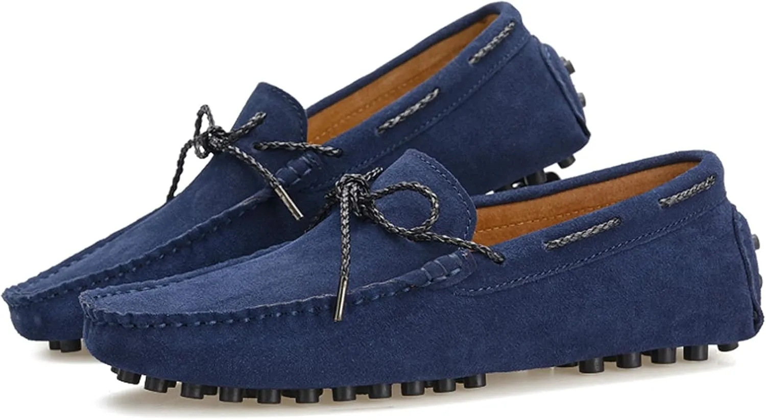 Slip-on Loafer for Men Flats Bow-Tie Suede Leather Dress Driving Moccasins Casual Boat Shoes