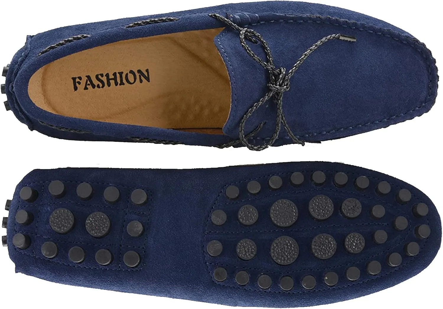 Slip-on Loafer for Men Flats Bow-Tie Suede Leather Dress Driving Moccasins Casual Boat Shoes