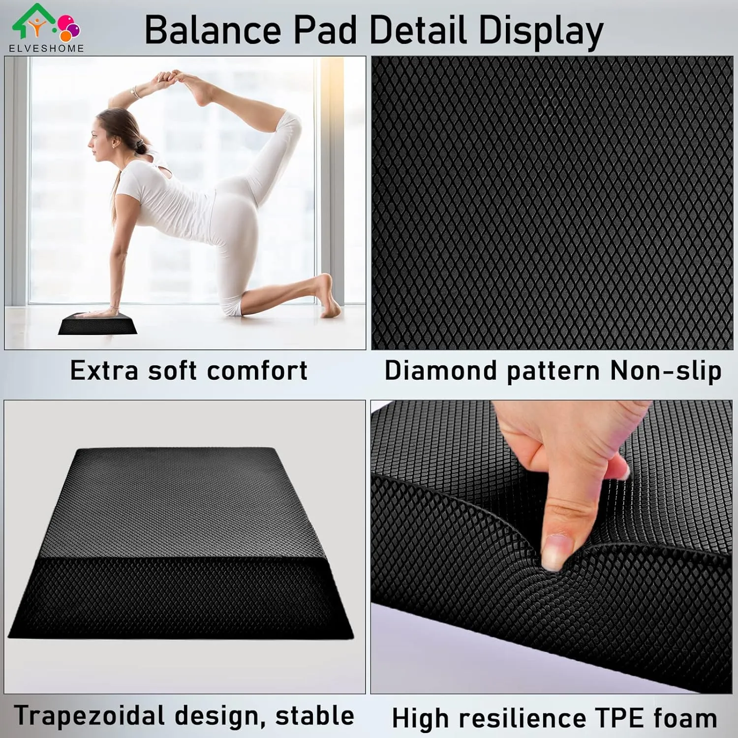 Small Balance Board, Exercise Balance Pad, Yoga Mat Thick, Non-Slip Foam Pad, Yoga Mats for Balance Exercise Stability Workout, Knee Pads Trainer for Physical Therapy Strength Training Ankle Exercises