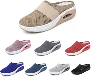 SOLPNOW Women's Air Cushion Slip-on Orthopedic Diabetic Walking Shoes,Breathable with Arch Support Wedge Platform Slipper