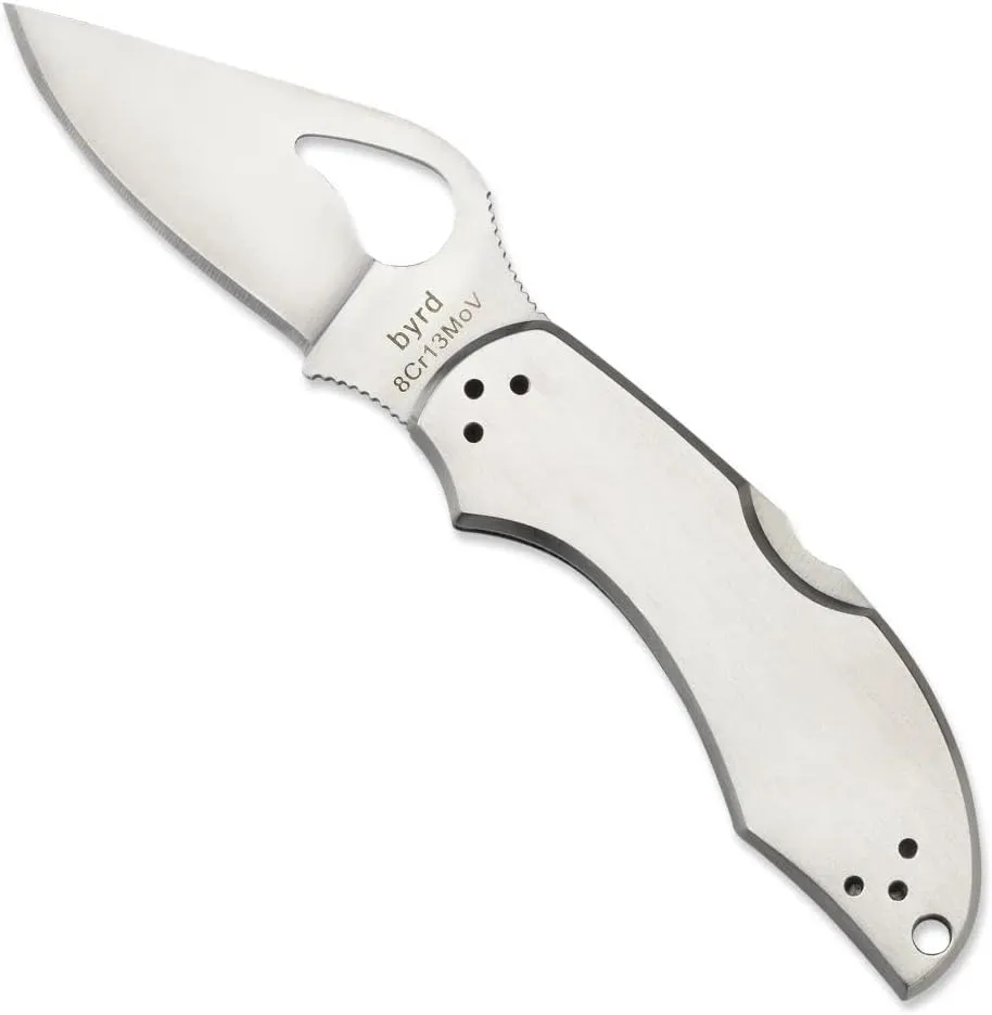 Spyderco Byrd Robin 2 Knife with 2.40" Steel Blade and Durable Stainless Steel Handle - PlainEdge - BY10P2