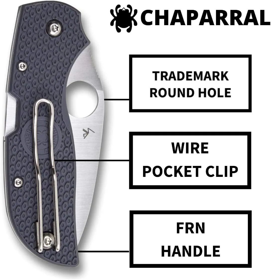 Spyderco Chaparral Lightweight Prestige Knife with 2.80 CTS XHP Steel Blade and Gray Durable FRN Handle - PlainEdge - C152PGY