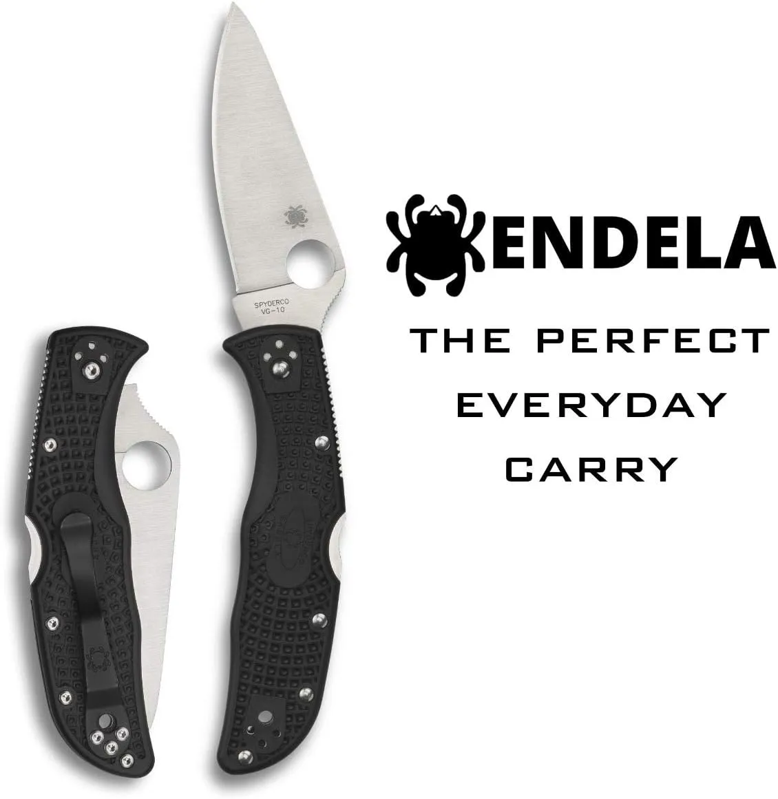 Spyderco Endela Lightweight Knife with 3.41" VG-10 Stainless Steel Blade and Durable FRN Handle - PlainEdge - C243PBK