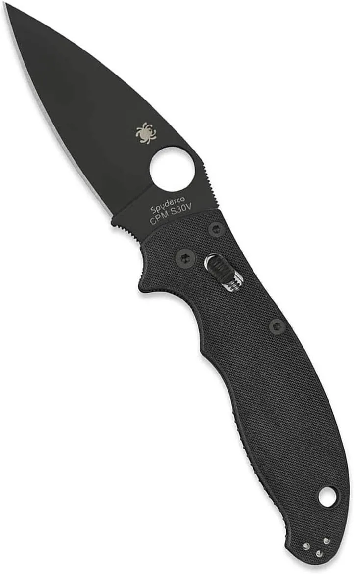 Spyderco Manix 2 Signature Knife with 3.37" CPM S30V Black Steel Blade and Durable Black G-10 Handle - PlainEdge - C101GPBBK2