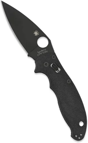 Spyderco Manix 2 Signature Knife with 3.37" CPM S30V Black Steel Blade and Durable Black G-10 Handle - PlainEdge - C101GPBBK2