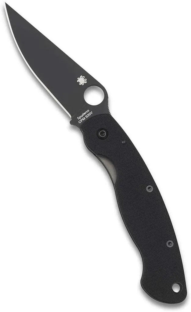 Spyderco Military Model Signature USA-Made Knife with 4" CPM S30V Black Steel Blade and Durable Black G-10 Handle - PlainEdge - C36GPBK