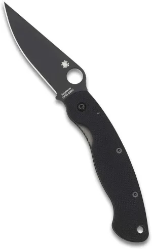 Spyderco Military Model Signature USA-Made Knife with 4" CPM S30V Black Steel Blade and Durable Black G-10 Handle - PlainEdge - C36GPBK