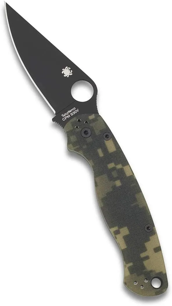 Spyderco Para Military 2 Camouflage Folding Utility Pocket Knife with 3.45" CPM S45VN Steel Blade and Durable G-10 Handle - Everyday Carry - PlainEdge - C81GPCMOBK2