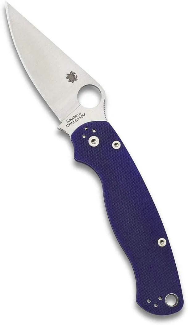 Spyderco Para Military 2 Signature Midnight Blue Knife with 3.42" CPM S110V Steel Blade and Durable G-10 Handle - PlainEdge - C81GPDBL2