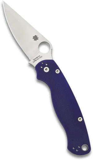 Spyderco Para Military 2 Signature Midnight Blue Knife with 3.42" CPM S110V Steel Blade and Durable G-10 Handle - PlainEdge - C81GPDBL2