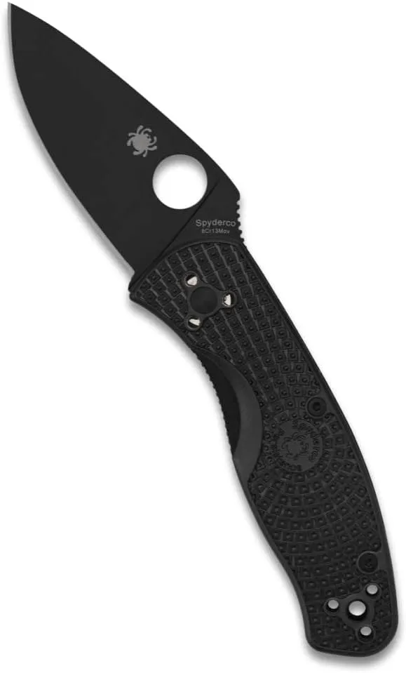 Spyderco Persistence Lightweight Pocket Knife - Durable Black Oxide Blade with Bi-Directional Textured FRN Handle - Everyday Carry Folding Knife for Tactical End Users