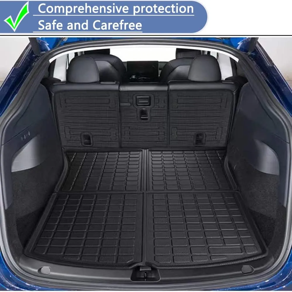Storage Mats and Cargo Liners, All Weather Rear Cargo Trunk Tray Floor Mat Custom Fit Compatible with 2020-2024 2025 Model Y 5-Seat（Not for Juniper）, 3D Tech Waterproof Durable TPO Accessories