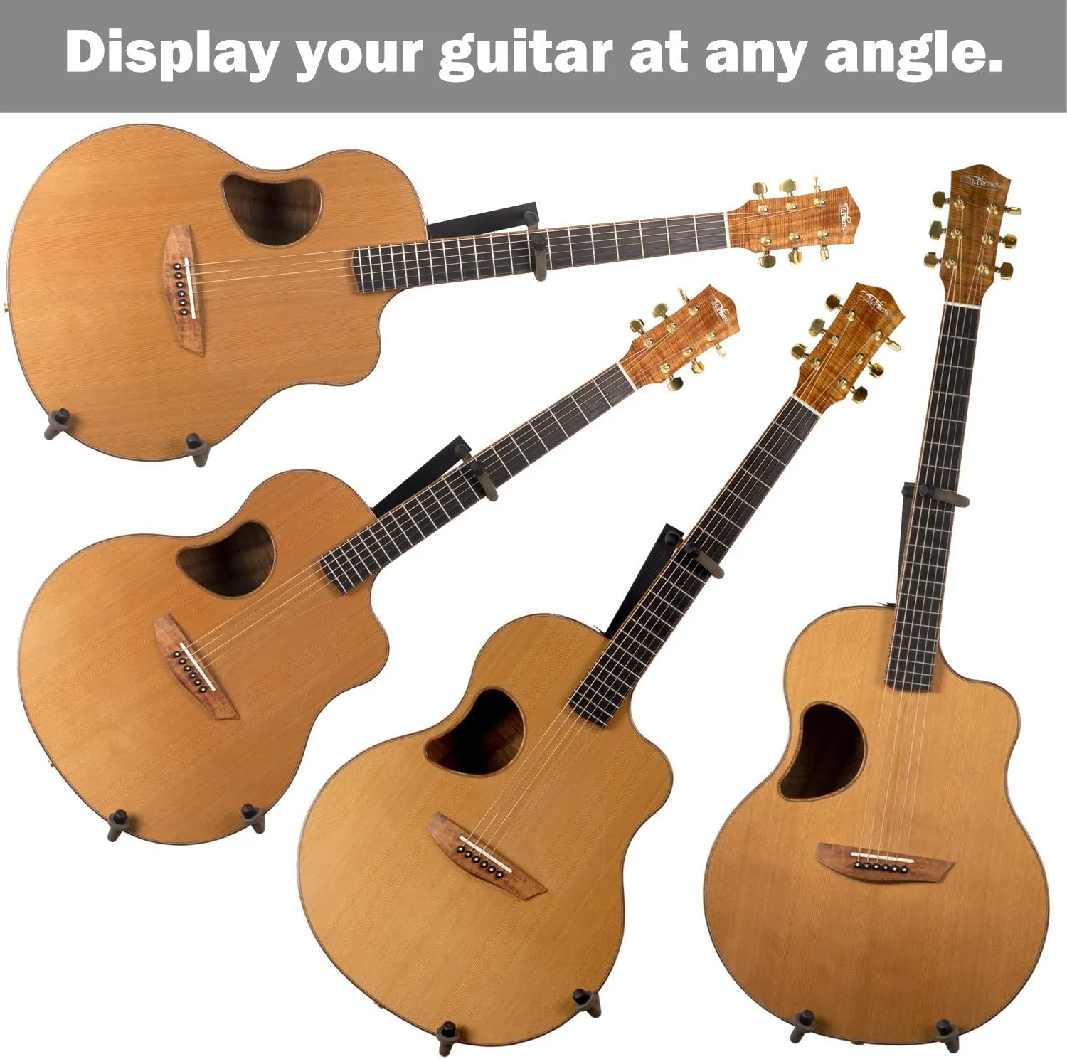 String Swing Guitar Holder Low-Profile Wide-Body for Horizontal Flat Wall Mount - 1 Piece Unit CC151-LPW-FW