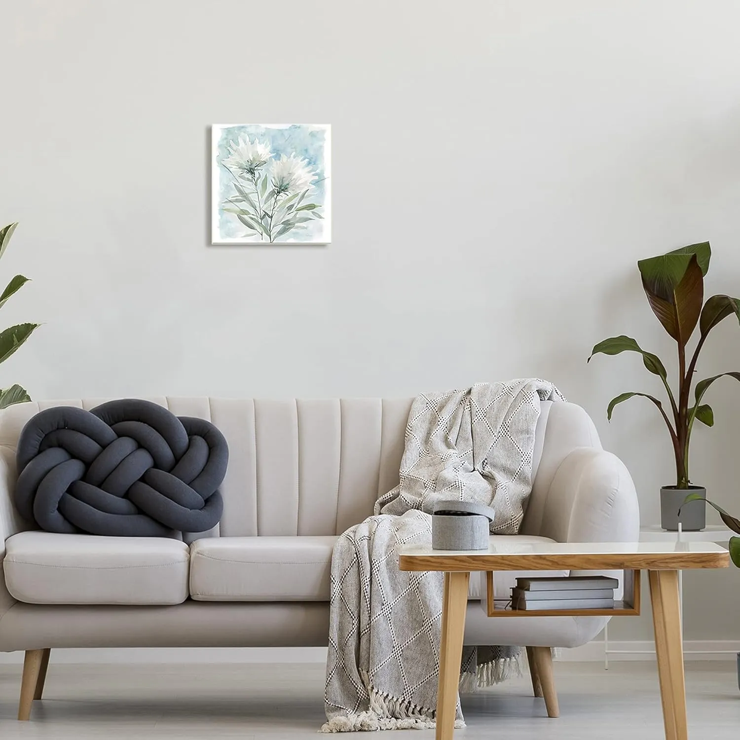Stupell Industries Abstract Watercolor Florals White Petals Blue Sky, Design by Carol Robinson Wall Plaque, 12 x 12
