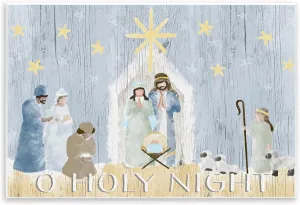 Stupell Industries Nativity Barn Stable Christmas Holiday Rustic Scene, Designed by Andi Metz Wall Plaque, 13 x 19, Blue