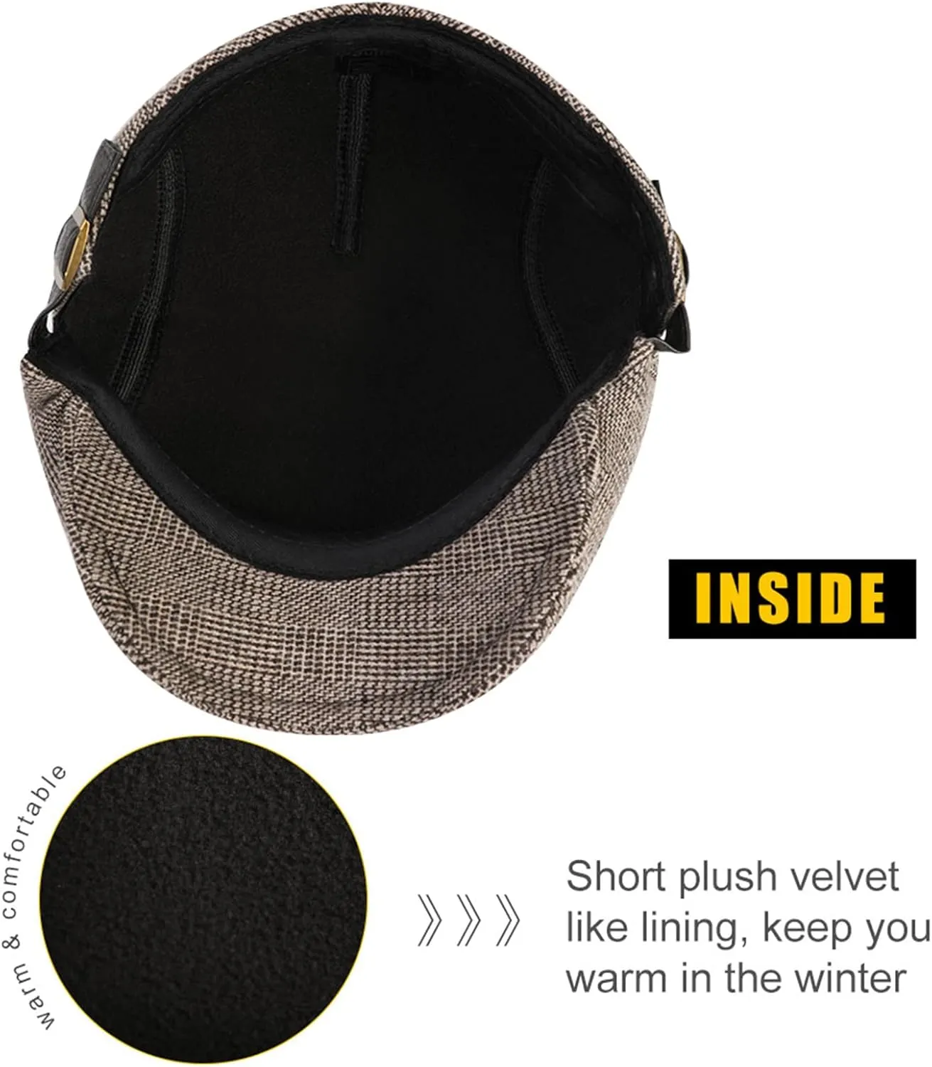 Sumolux Mens Newsboy Cap Winter Beret Hat Cabbie Flat Cap