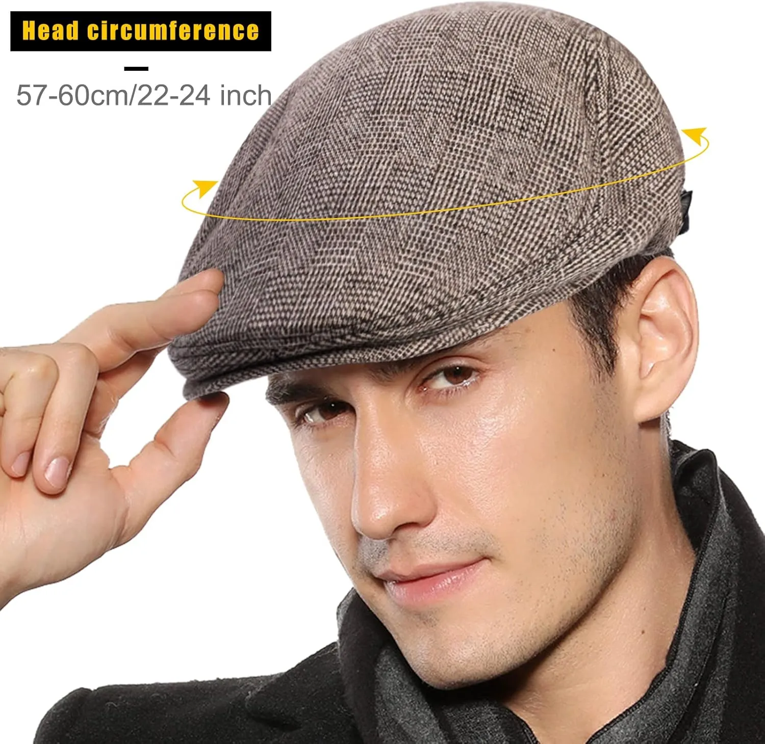 Sumolux Mens Newsboy Cap Winter Beret Hat Cabbie Flat Cap