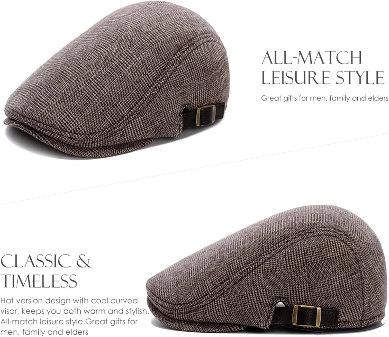 Sumolux Mens Newsboy Cap Winter Beret Hat Cabbie Flat Cap