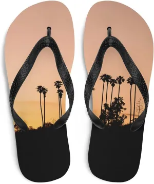 Sunset Beach Flip Flops - Sunset Palm Trees Unisex Mens Womens Flip Flops for Beach Pool Shower