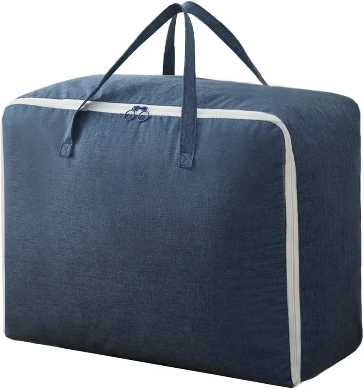 Surblue Clothes Storage Bag Organizer with Durable Handles Thick Fabric Large Capacity for Blanket Comforter Clothing Bedding (Navy, XL)